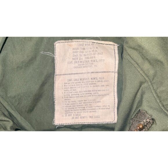 Vintage Vietnam War U.S. Army M-65 Field Jacket OG-107 Large Regular 1968 - Picture 3 of 11